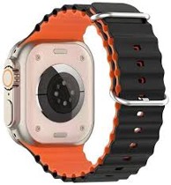 BELINE Zamjenski remen Silicone Waves za Apple Watch, 42/44/45/49 mm, crno-narančasti