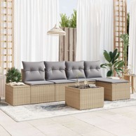 6 dijelni set vrtnih sofa s jastučićima, poliratan, crni