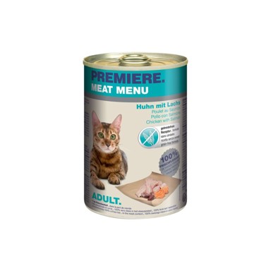 PREMIERE Hrana za mačke Cat Meat Menu Adult piletina i losos, 400 g, konzerva