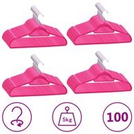 Set vješalica, 100 komada, protuklizni ružičasti baršunasti