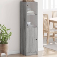 Visoka komoda sa staklenim vratima boja hrasta 35 x 37 x 142 cm
