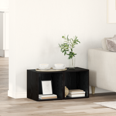 TV ormar, 2 kom, 37 x 35 x 37 cm, konstruirano drvo, crna