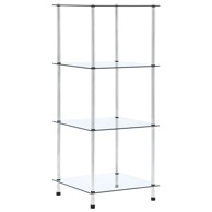 Police s 4 razine prozirne 40 x 40 x 100 cm od kaljenog stakla