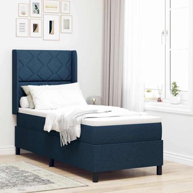 Box spring krevet s madracem 90x190 cm, tkanina, plava