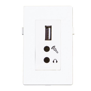 USB 2.0 + 2x Mini jack modul bijele boje 20 cm, A+2XJ