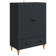 Komoda uz krevet s ladicama, dimenzije 66 x 34,5 x 95 cm, konstruirano drvo, crna