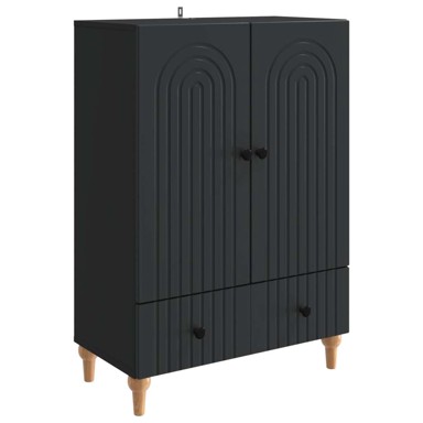 Komoda uz krevet s ladicama, dimenzije 66 x 34,5 x 95 cm, konstruirano drvo, crna