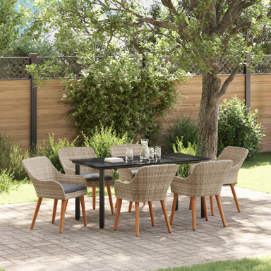 Blagovaonski set 7 kom 80 x 80 cm, svijetlo siva i crna