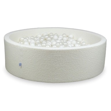 MI Suhi bazen s kuglicama, 130 x 40 cm, 700 kuglica, Boucle White, bijela, biserna
