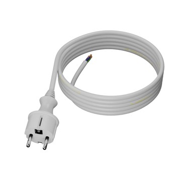 Kabel za napajanje s ravnim utikačem 3 m 3 x 1,5 mm² 16 A IP44, bijeli