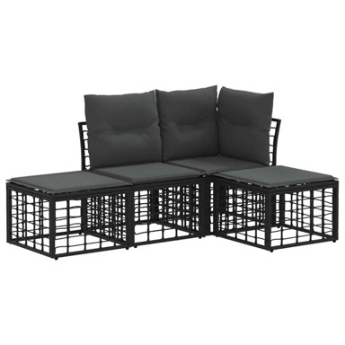 Set vanjskih sofa bez stola, poliester, crna