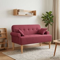 Ljubavni kauč s gumbima 120 x 65 x 79 cm, vinsko crveni, tkanina