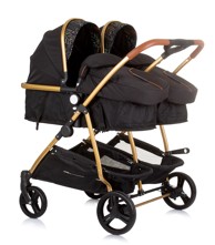 CHIPOLINO Dječja kolica Duo smart za blizance - Obsidian Leaves