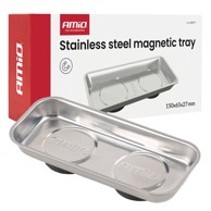 AMIO Pravokutna magnetna posudica od nehrđajućeg čelika 150x65x27 mm s gumenim dnom AMIO-04917