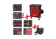 KS TOOLS Radionička kolica sa 7 ladica i 598 premium alata ecoline crna/crvena – 897.7598