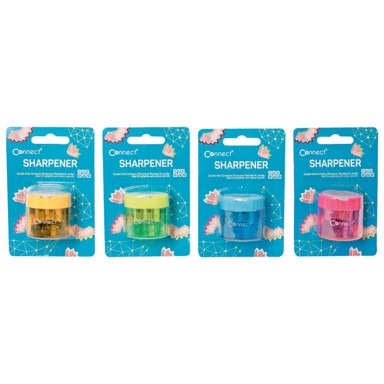 CONNECT Šiljilo PVC s PVC kutijom, 8133, 2 rupe, ovalno, sortirano, blister