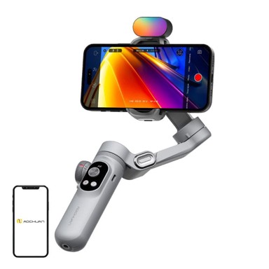 MOJPLANET Gimbal AOCHUAN X Pro, RGB rasvjeta, siva