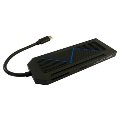 LC Docking stanica LC-HUB-C-MULTI-6-RGB, 3x USB-A, 1x USB-C PD, 1x HDMI, 1x ethernet, 1x SD/microSD, audio, crni