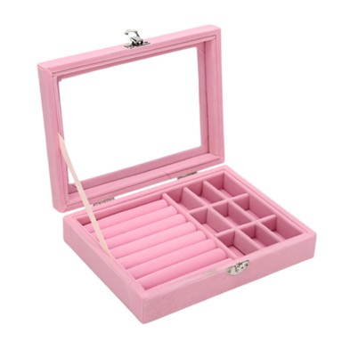 LIVEFY Kutija za nakit Charm, ružičasta, baršun, 20 x 15 x 5 cm