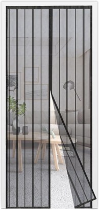 NIKCORP Magnetna mreža protiv komaraca za balkonska vrata, montaža na čičak bez bušenja, 110 x 230 cm, crna