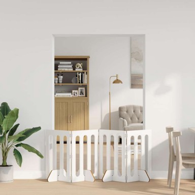 Preklopna ogradica za kućne ljubimce, 4 kom, bijela, visoki sjaj