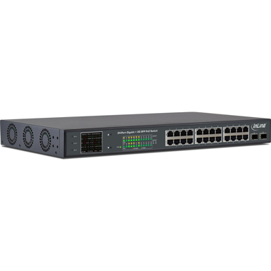 INLINE Mrežni prekidač 32324P, 24 x Gigabit Ethernet, PoE, 1U, crna
