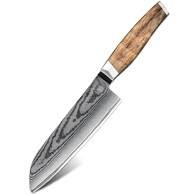 Damaskasti kuhinjski nož Ze-37558 Santoku Kp37558, smeđi