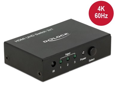 DELOCK HDMI preklopnik, 3× HDMI ulaz na 1× HDMI izlaz, rezolucija 4K