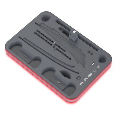 RGB postolje s ventilatorom i punjačem, kompatibilno s PS5 Pro/PS5 Slim, siva