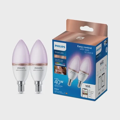 PHILIPS Wiz smart žarulja set, C37, E14, 2 kom, RGB + 2200–6500 K