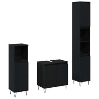 3-djijelni set kupaonskog namještaja, crni hrast, konstruirano drvo