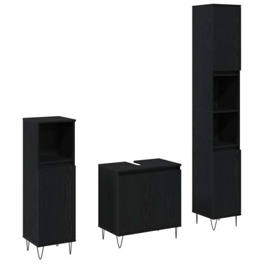 3-djijelni set kupaonskog namještaja, crni hrast, konstruirano drvo