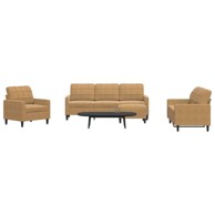 4-dijelni set sofa s jastucima baršunasti, smeđa