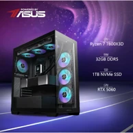 BAB Stolno računalo Cerberus X / AMD Ryzen 7 7800X3D, 32 GB DDR5, 1 TB NVMe SSD, NVIDIA GeForce RTX 5060 8 GB, Windows 11 Pro, crna