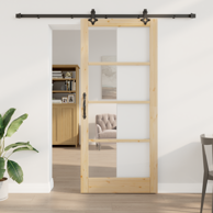 Klizna vrata s kompletnim setom 93x211 cm od masivne borovine
