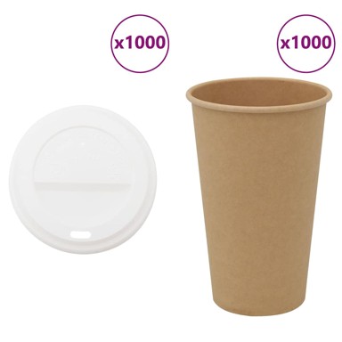 Papirnate šalice s poklopcem, 400 ml, 1000 kom
