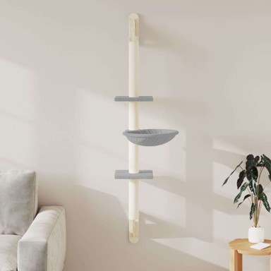 Zidna grebalica za mačke 142,5 cm, svijetlosiva