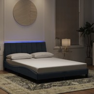 Okvir kreveta s LED svjetlima tamnosivi 120 x 200 cm baršunasti
