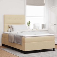 Box spring krevet, s madracem, 120 x 190 cm, tkanina, krem