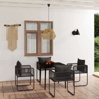 Vrtna garnitura, 5-dijelni vrtni blagovaonski set, dužina stola 80 cm, crna