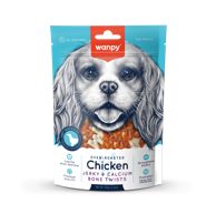 WANPY Poslastica za pse Dog Jerky & Calcium Bone Twists piletina 100 g