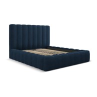 MICADONI HOME Tapecirani bračni krevet Kelp 180x200 cm s prostorom za pohranu i podnicom, tamno plavi