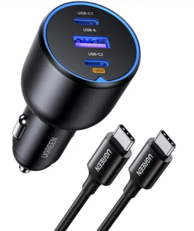 UGREEN Auto punjač s USB-C kabelom 1 m, crni