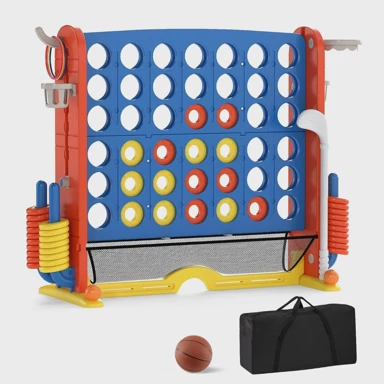 CONNECT Igra 4 u 1, bacanje prstenova, košarkaški koš, golf lopta, plava, s torbom za nošenje