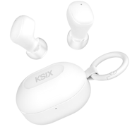 KSIX Slušalice Neutron, bežične, USB-C, karabiner, baterija 4h+16h, bijele