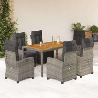 7-dijelni vrtni set od poli-ratana, stol 150 cm, sivi