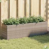 Vrtne sadilice s 3 posude, 105 × 30 × 32 cm, poliratan, siva, 2 kom