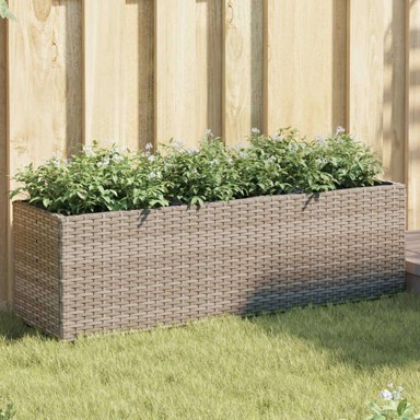 Vrtne sadilice s 3 posude, 105 × 30 × 32 cm, poliratan, siva, 2 kom