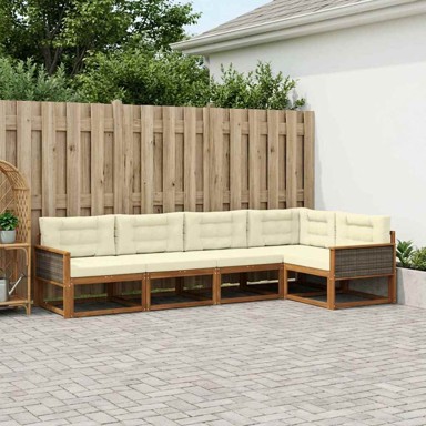 Set vanjskih sofa, 5-dijelni, prirodni i krem