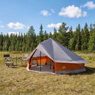 Tipi šator s krovom, 800 x 800 x 430 cm, siva i narančasta